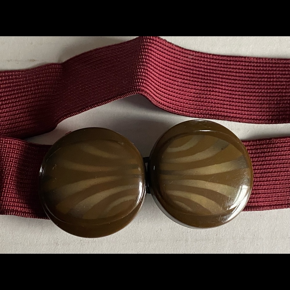 Retro Vintage Belt With DECO Buckle Elastic Belt Hand Made 22” Stretches To 27”